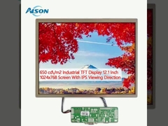 650 cd/m2 Industrial TFT Display 12.1 นิ้ว 1024x768 จอ พร้อมทิศทางการดู IPS